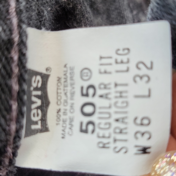 Men's 36x32 505 Black Relaxed Fit, Straight Leg Levi Jeans - Picture 3 of 3